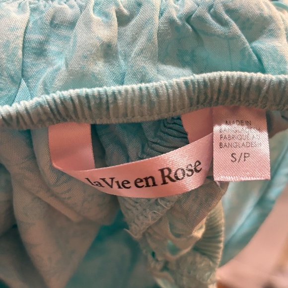 La Vie En Rose Floral Aqua Print Spaghetti Strap Nighty Slip Chamise - Picture 11 of 11